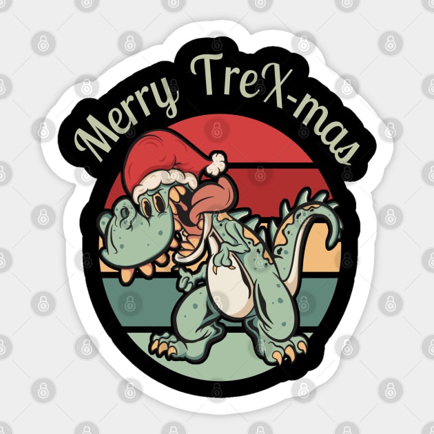 Merry T-Rex-Mas - Dinosaur Funny Holiday with Plaid Tyrannosaurus Rex Sticker by Apathecary